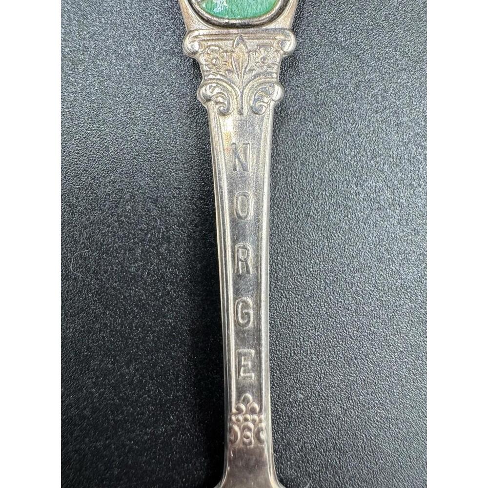 Vintage Norge Norwegian Enamel Souvenir Spoon Silver Plated 60 GR HS Great Condi - Picture 3 of 6